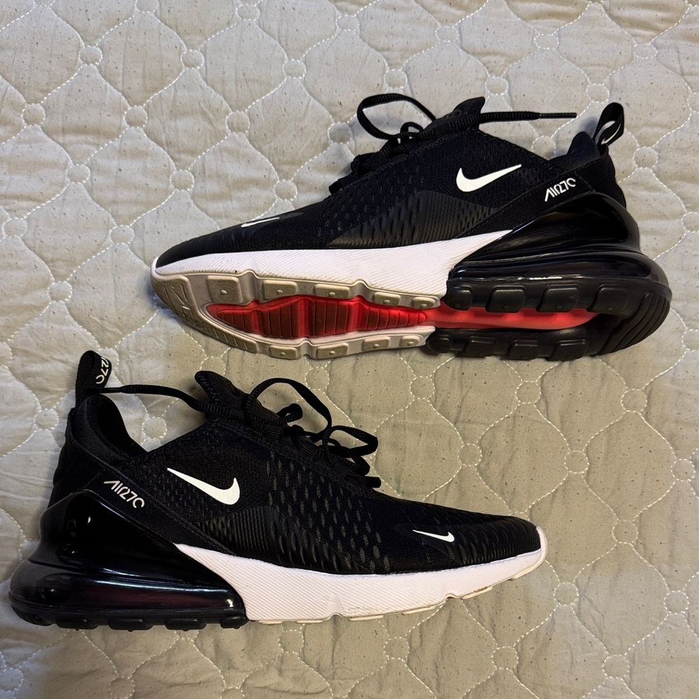 Nike Air Max 270 Black and White with Red Accents